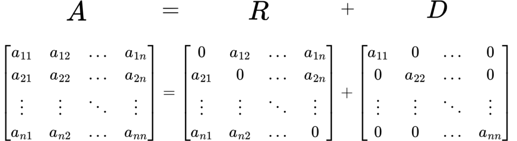 Splitting of matrix ? in the Jacobi method 